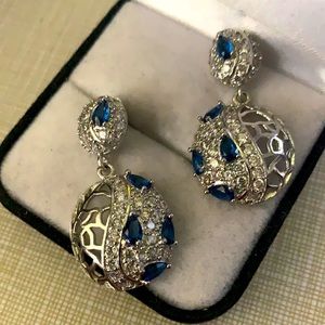 Just in Beautiful classy stylish elegant light white Czs blue quartz earrings